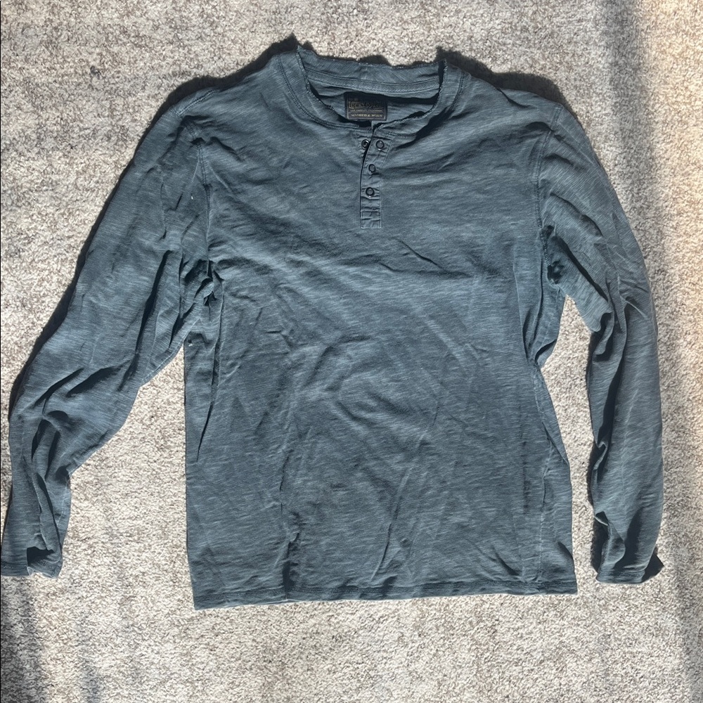 Lucky Brand Men's Long Sleeve Henley Shirt Blue (L)